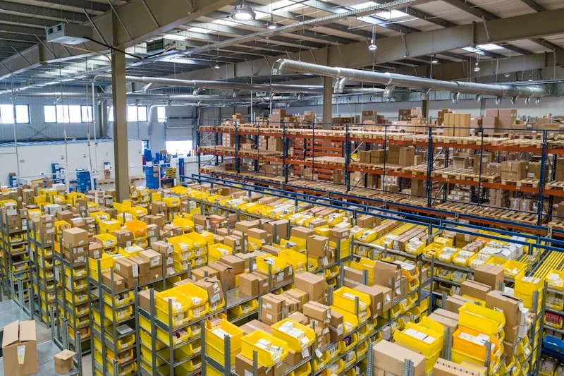 Stocked warehouse racking